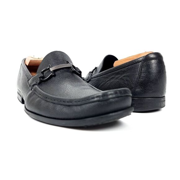 Salvatore Ferragamo Gancini Bit Leather Moccasin Driving Loafers Mens 9.5 Black